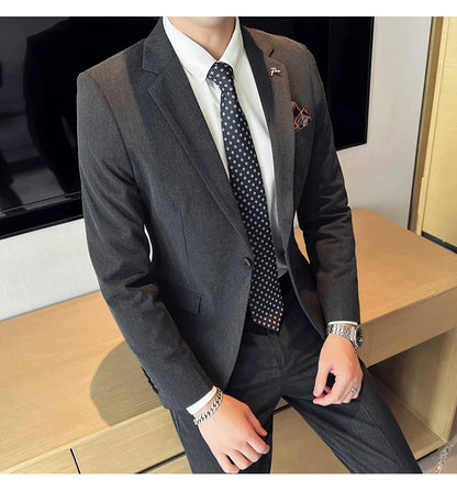 Terno Masculino Casual de Escritório Noivo Casamento Blazer Calça Social