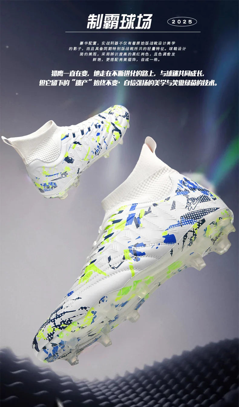 Double Star 2026 New High-Top Soccer Shoes, AG Long Studs, for Teens, Primary School Students, Adults & Kids, Professional Match