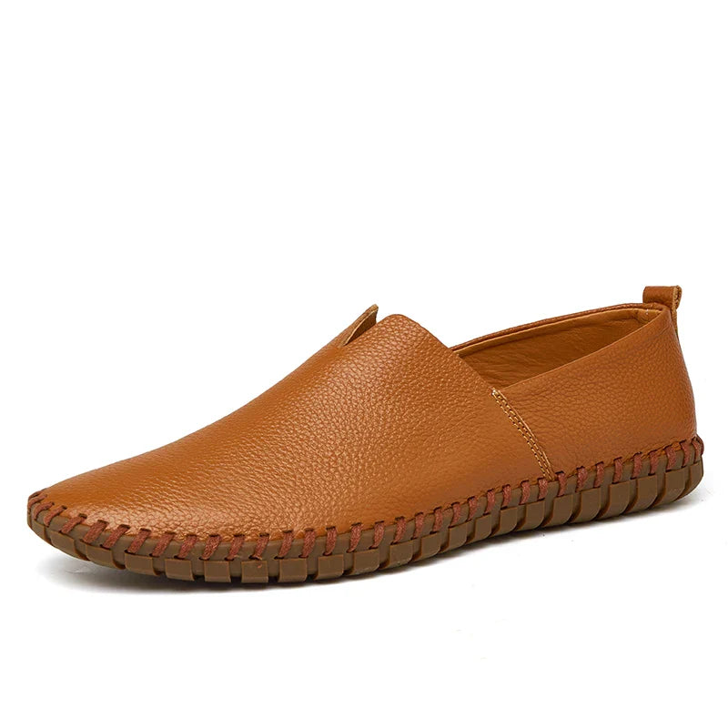 New Summer Breathable Men Loafers Handmade Leather Men's Driving Shoes Luxury Brand Flat Casual Shoes Soft Breathable Men Shoes