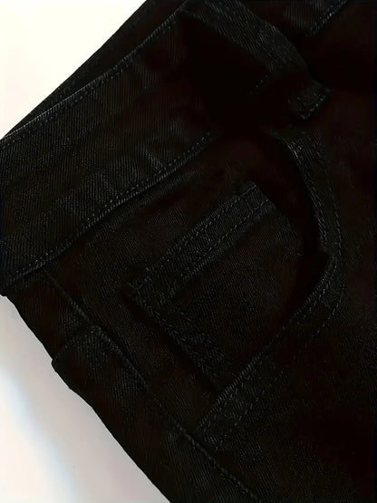 Men's Slim-Fit Black Jeans - Stretch Denim, Mid-Rise, Casual Skinny Pants for All Seasons