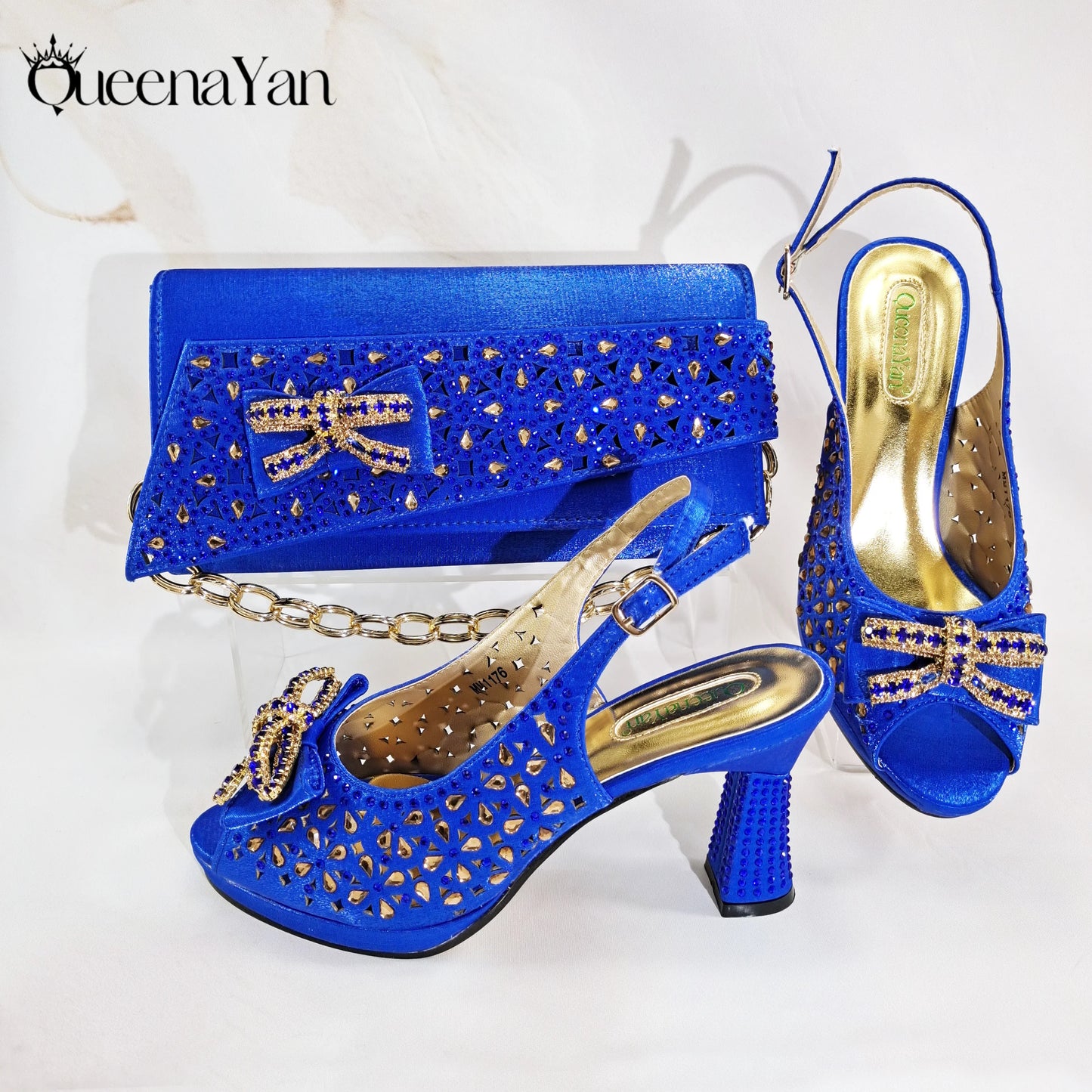 Elegant Women's Peep-Toe Heels and Matching Olive Color Diamond Pumps Set Stylish Italian Shoes and Bags for Parties