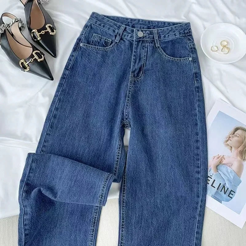 Vintage Jeans Women's Summer Thin Straight-leg Loose-fit Petite High-waisted Draped Wide-leg Long Pants New 2024 Model