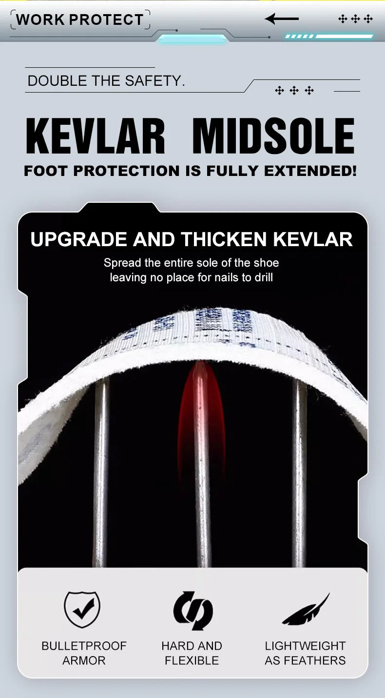 Leather Non Slip Work Boots for Men Rotating Button Safety Shoes Steel Toe Sneaker Male Puncture Proof Protective Boots