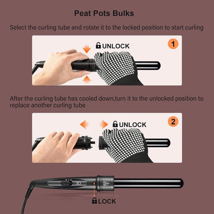 PTC Heating Multi-function Rotary Curling iron 5 in 1 interchangeable Curling tool Quickly heating ceramic barrel curling iron