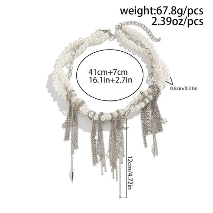 Elegant Irregular Imitation Pearl Beads Necklace for Women Vintage Party Wedding Tassels Choker Fashion Jewelry Accessories Gift