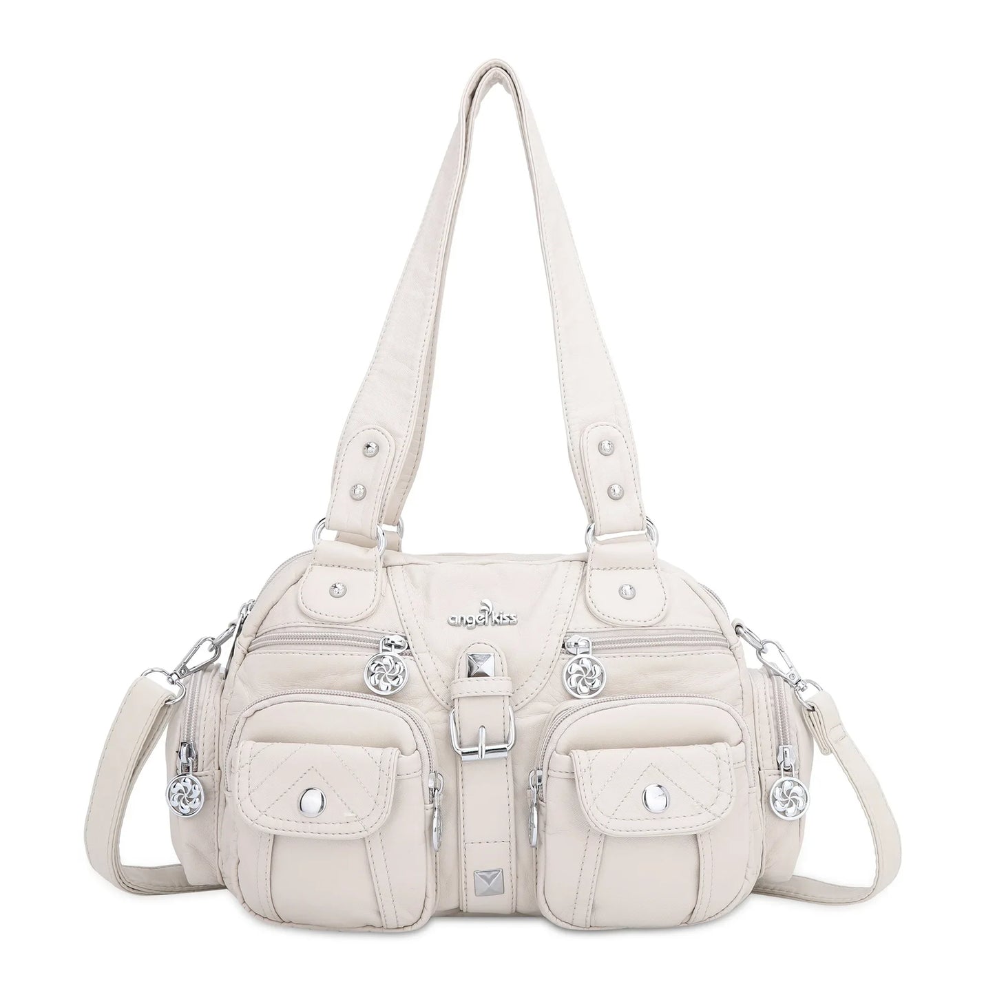 Women Small Handbags Satchel Top-handle Handbag PU Shoulder Bag 8”x11” Dumpling Pack Multi-pockets Shoulder Bag