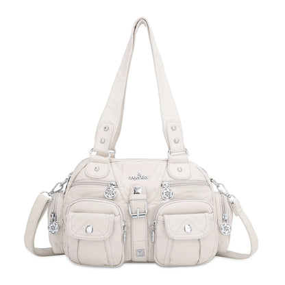 Women Small Handbags Satchel Top-handle Handbag PU Shoulder Bag 8”x11” Dumpling Pack Multi-pockets Shoulder Bag