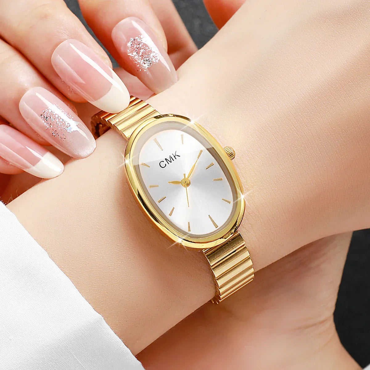 Fashion Oval Dial Women Watches Ultra-thin Strap Analog Quartz Wristwatch Girls Clock Reloj Mujer（Without Box）