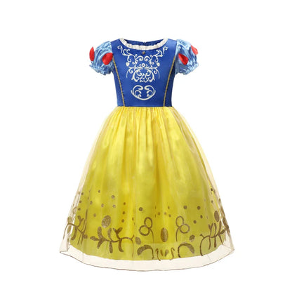Vestido de Luxo Princesa Branca de Neve com Capa para Meninas Fantasia Infantil Cosplay de Fada Roupa de Carnaval para Crianças Vestido de Halloween