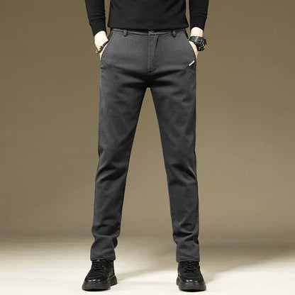 Men's Pants Casual Cotton Solid Color Spring Autumn Straight Business Work Pants High Quality Fashion Black Grey Trousers