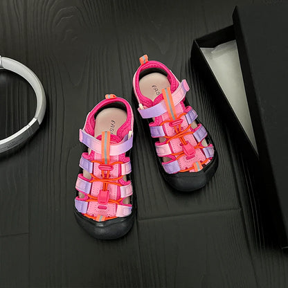 Summer Children Sandals Boys Girls Breathable Hollow Beach Shoes Baby Cute Print Sport Sandals