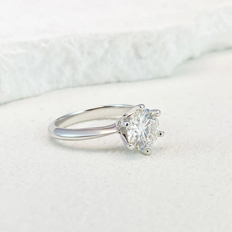 Ring For Women 925 Sterling Silver with White Gold Plated Lab Diamond Engagement Wedding Band Jewelry