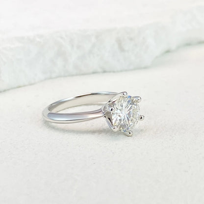 Ring For Women 925 Sterling Silver with White Gold Plated Lab Diamond Engagement Wedding Band Jewelry