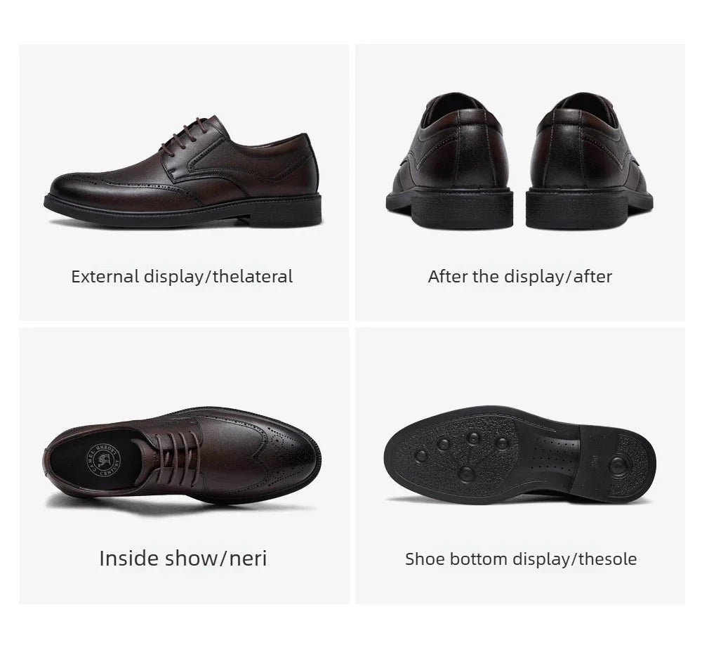 Golden Camel Men's Derby Shoes 2026 Business Casual Soft Sole Leather Shoes Brand Design Soft Soles Non-slip Velvet Warm Loafers