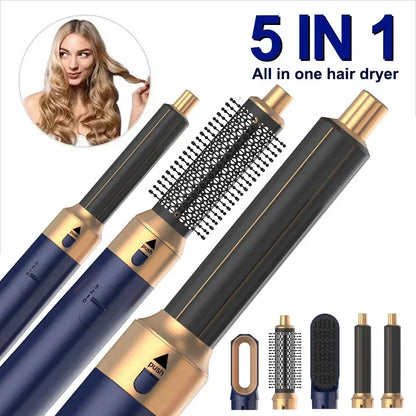 5 In 1 Hair Dryer Comb Set Professional Hot Air Styler For Hair Curling Straightening And Volumizing At Home