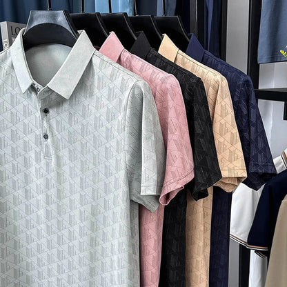 Hot Luxury Brand Man Short-Sleeved Polo Shirt Button Lapel European American Style Spring New T-Shirt Casual Fashion Men's Wear