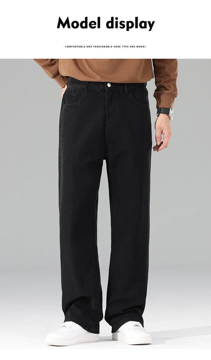 Autumn Jeans Men Black Casual Baggy Trousers Classic Straight Comfortable Wide Denim Trousers  Men Clothing