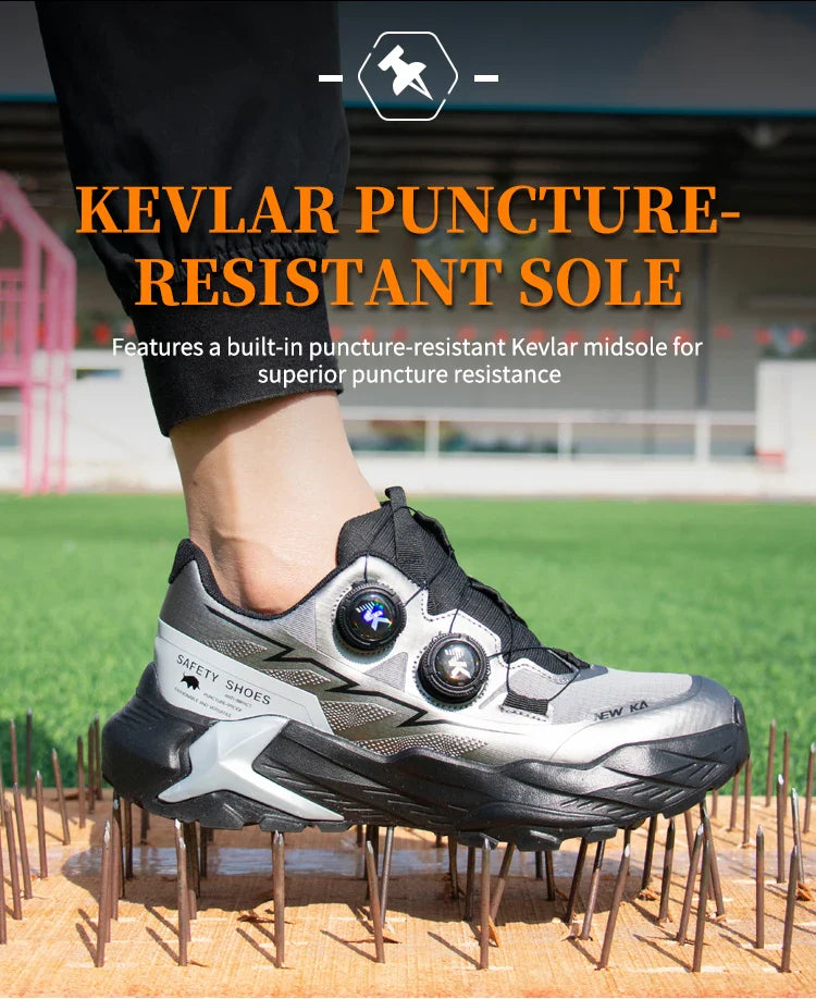 New Four-Season Safety Work Shoes, Steel Toe Anti-Smash & Anti-Penetration, Quick-Turn Buckle, Tech-Style Lightweight Wear-Resis