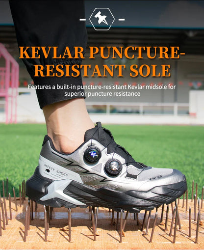 New Four-Season Safety Work Shoes, Steel Toe Anti-Smash & Anti-Penetration, Quick-Turn Buckle, Tech-Style Lightweight Wear-Resis