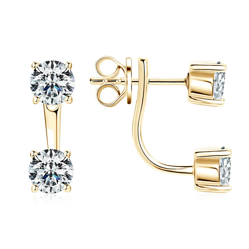 2 in 1 Round Bubble Full D Color Moissanite Stud Earrings for Women 925 Silver All Diamond Earring Pierced Ear Fine Jewelry