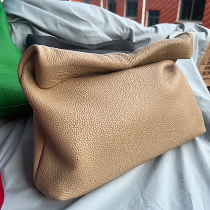 Leather Cowhide Handbag High Quality Leather Women's Foldable Designer Handbag Simple Magnet Handle Bags