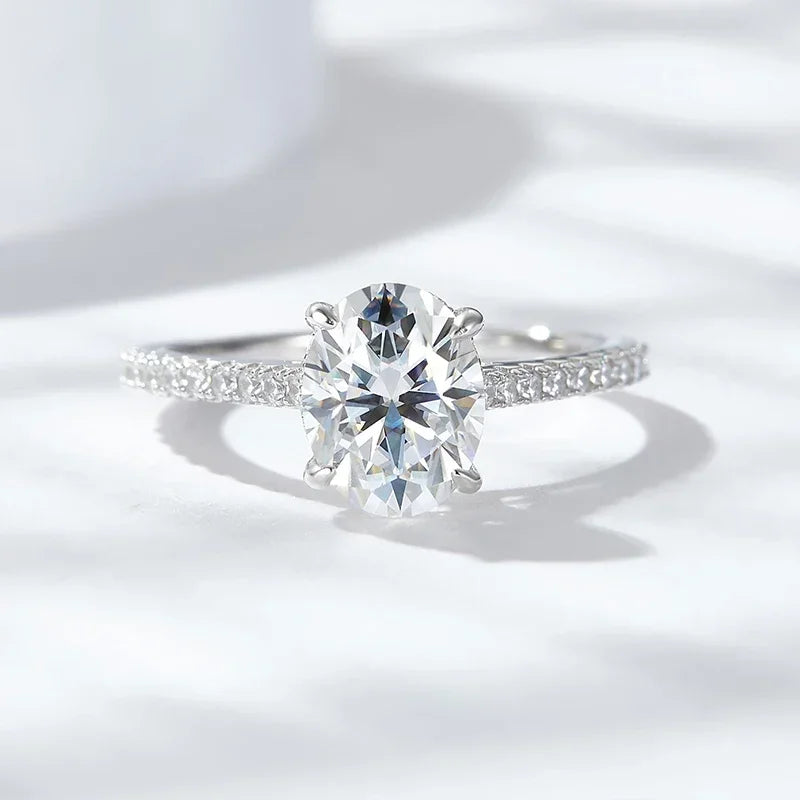 3ct Oval Cut Moissanite Lab Diamond Rings for Women 925 Sterling Silver Proposal Ring Wedding Engagement Band Jewelry