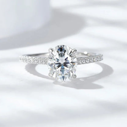 3ct Oval Cut Moissanite Lab Diamond Rings for Women 925 Sterling Silver Proposal Ring Wedding Engagement Band Jewelry
