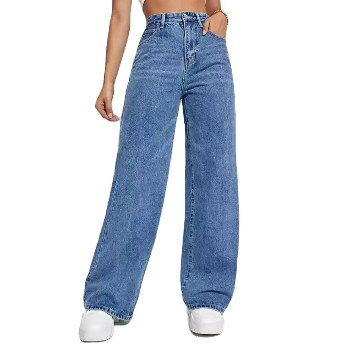 Y2k High street baggy straight pants High waisted all-in-one slim pants