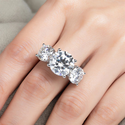 11cttw D Color Moissanite Diamond Luxurious Engagement 925 Sterling Silver Ring For Women 3 Stone Ring Customs Jewelry