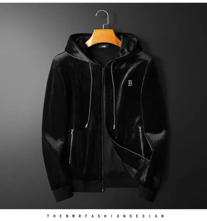 Men's Clothing Spring and Autumn high quality Casual Sports Hooded suit Gold Velvet Pants suit Loose Two-piece Set
