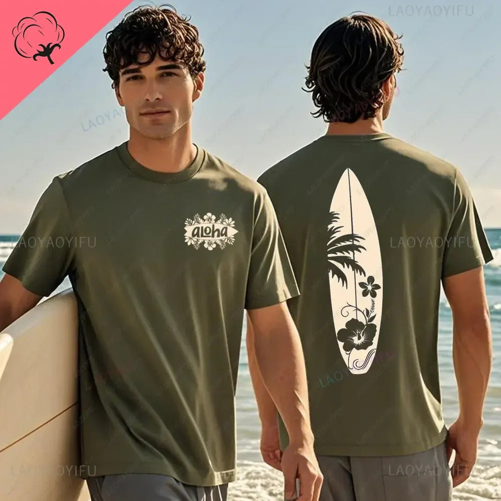 Hawaiian Traditions North Shore Hawaii Surfing Men Women White High Qulaty Cotton T-shirt Comfortable Beach-style Surf Tee Tops