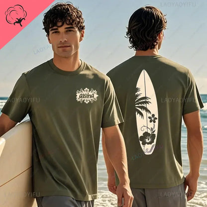 Hawaiian Traditions North Shore Hawaii Surfing Men Women White High Qulaty Cotton T-shirt Comfortable Beach-style Surf Tee Tops