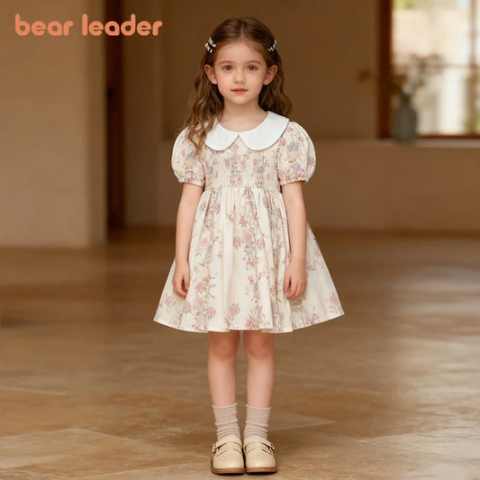 Sweet Princess Dress European and American Style Summer New Flower Printed Children's Clothing Girls Dresses