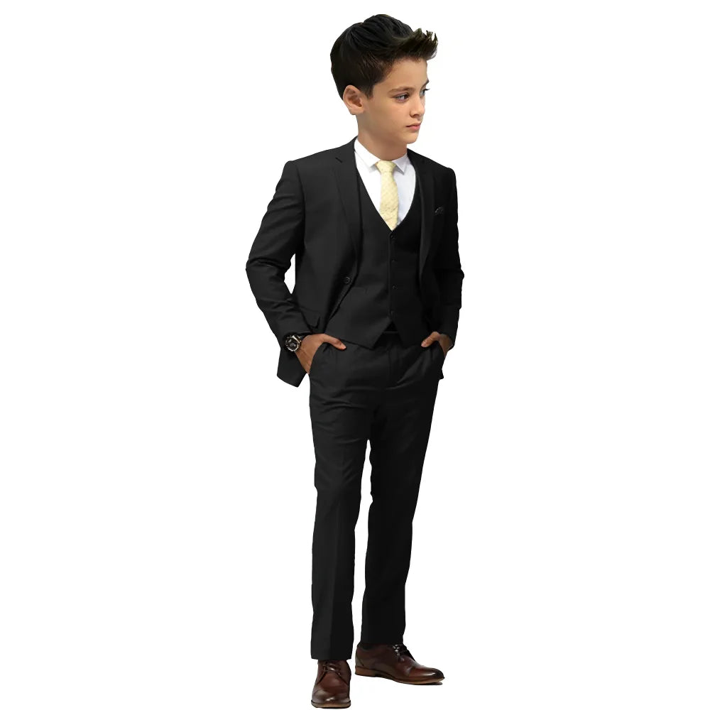 Kids Suits Boys Wedding Tuxedo Formal Jacket Vest Pants 3 Piece Set 2-16 Custom Sizes Clothes Child Blazer