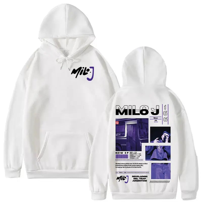 Rapper Milo J 166 Tour 2025 Album Graphic Hoodie Men Hip Hop Gothic Long Sleeve Sweatshirts Vintage Oversized Hoodies Streetwear