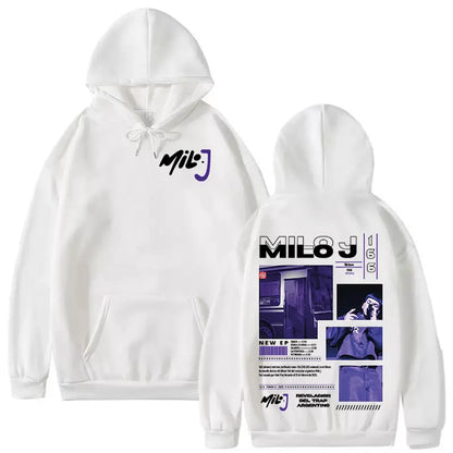 Rapper Milo J 166 Tour 2025 Album Graphic Hoodie Men Hip Hop Gothic Long Sleeve Sweatshirts Vintage Oversized Hoodies Streetwear