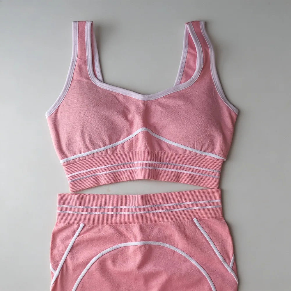 Women's Seamless Yoga Set - Sports Bra & High Waist Leggings Activewear for Gym Workout Fitness Exercise Stretch Athletic Outfit