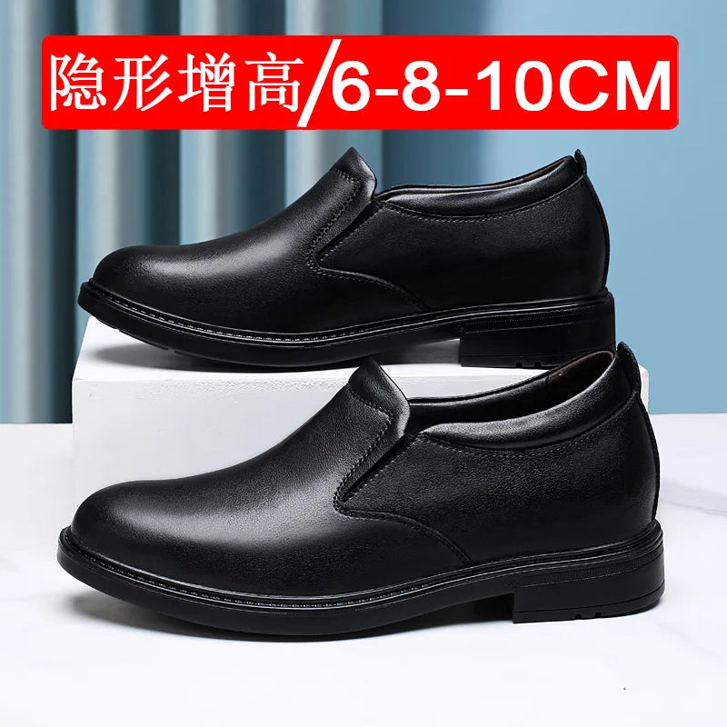 Height Increasing Shoes for Men 6cm 8cm Invisible Elevator Leather Casual Shoes Leathe Zapatillas De Hombre Large-sized Shoes