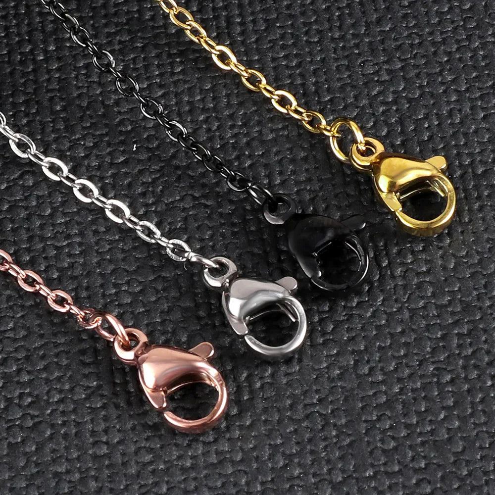 10Pcs/Lot Stainless Steel Chains 2mm/1mm O Shape Rolo Link Cuban Long Necklace For Women Pendant DIY Jewelry Wholesale
