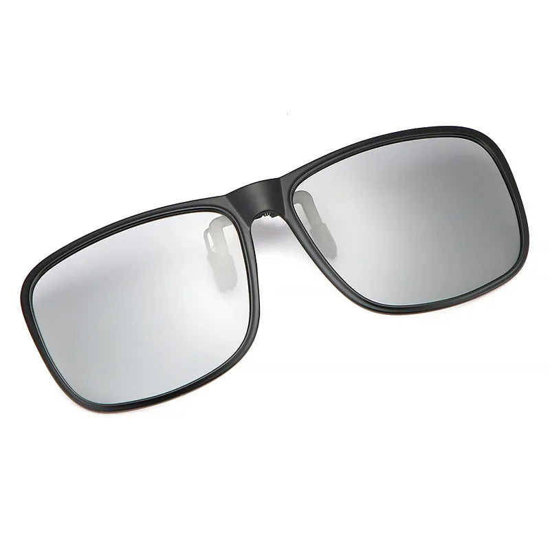 Clip Polarized Sunglasses Square Men Clip On Glasses Flip-up Frames Sunglasses Covers Blue Night Vision Color Lens 2025