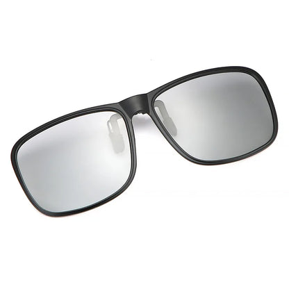 Clip Polarized Sunglasses Square Men Clip On Glasses Flip-up Frames Sunglasses Covers Blue Night Vision Color Lens 2025