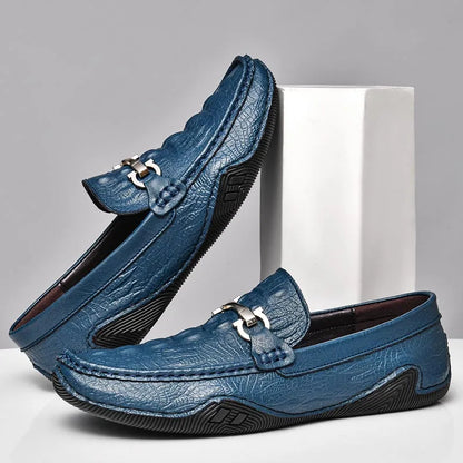 Blue Slip On Loafers Genuine Leather Casual Shoes Men Luxury Brand Designer Men's Moccasins Mocassin Homme Sales Discount