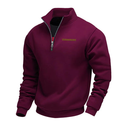 American autumn and winter heavy fleece long-sleeved men's sweater half zipper loose stand-up collar pullover men's sweater