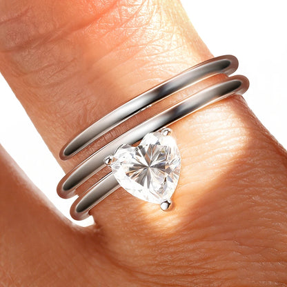 1ct Heart Cut Moissanite Wedding Rings for Women Spiral Eternity Band Matching Ring s925 Sterling Silver Teen Gifts