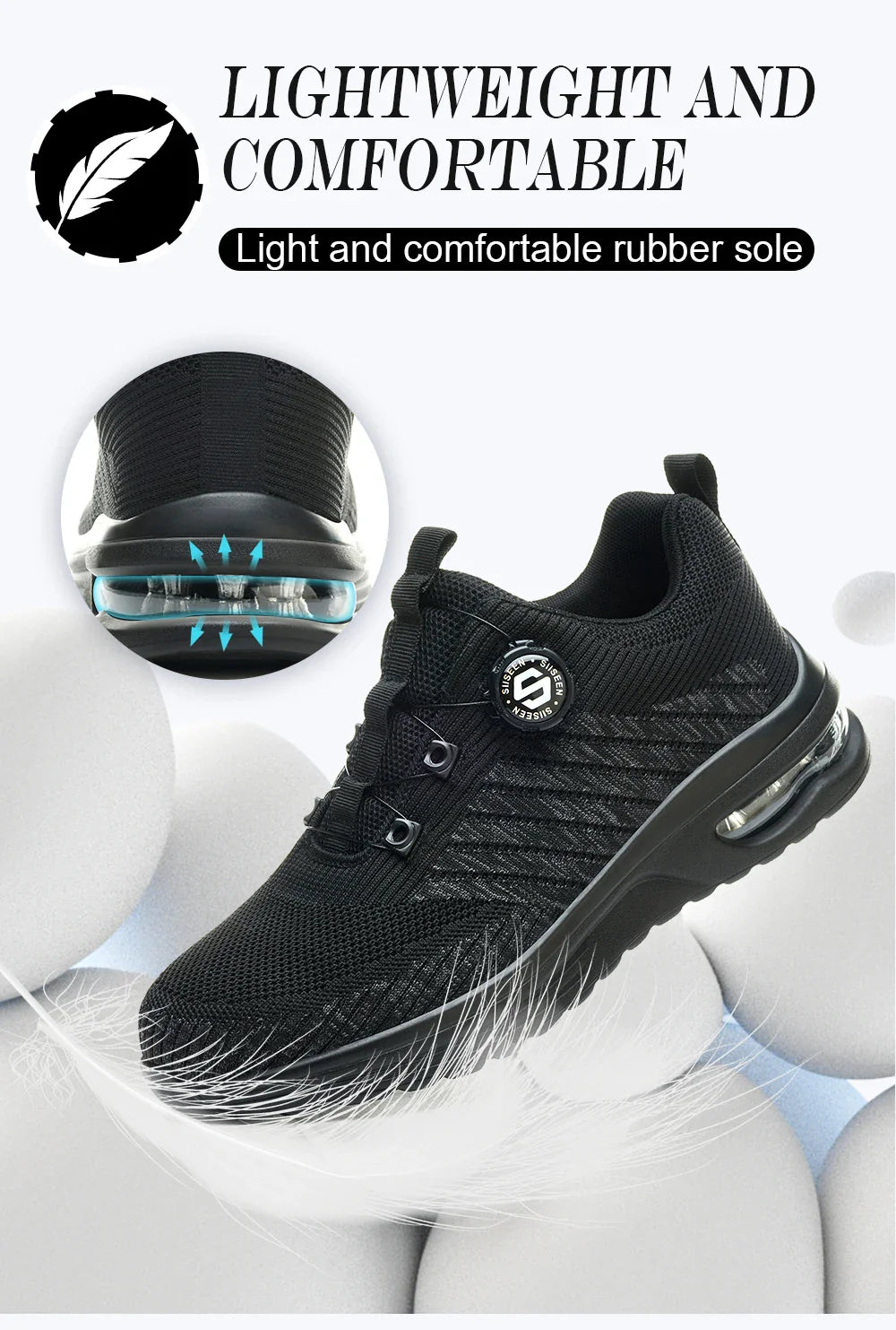 New Men's Rotary Buckle Safety Shoes Anti-Impact Anti-Piercing Lightweight Work Boots Fashion Sporty Design for Outdoor Pro