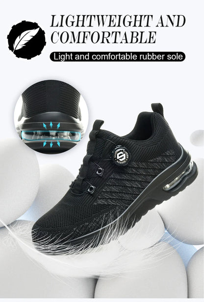 New Men's Rotary Buckle Safety Shoes Anti-Impact Anti-Piercing Lightweight Work Boots Fashion Sporty Design for Outdoor Pro