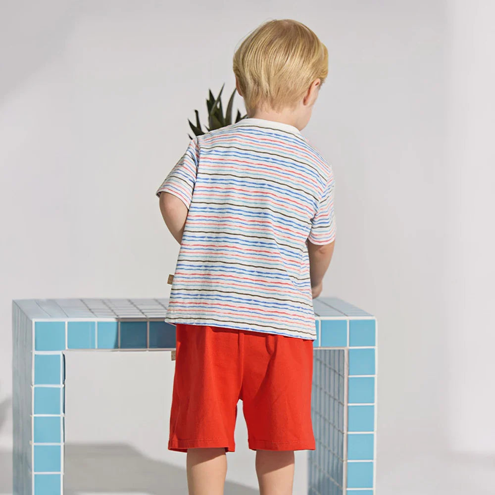 Boys Summer T-shirt 2PCS Set Childern Short Sleeve Top+Shorts Suits Kids Clothing Casual Trousers Pullover DB2262036