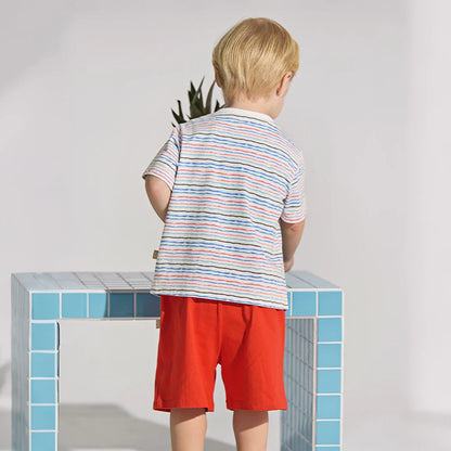 Boys Summer T-shirt 2PCS Set Childern Short Sleeve Top+Shorts Suits Kids Clothing Casual Trousers Pullover DB2262036