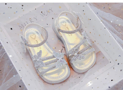 Kids Strappy Sandals for Girls 2025 New Summer Toddler Beach Shoes with Sparkly Sequins Soft Sole  Princess Girls Party Flats