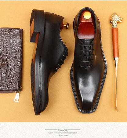 Luxury Brand Mens Oxford Leather Shoes Black Brown Handmade Lace Up Pointed Toe Dress Shoes Wedding Office Business Formal Shoes